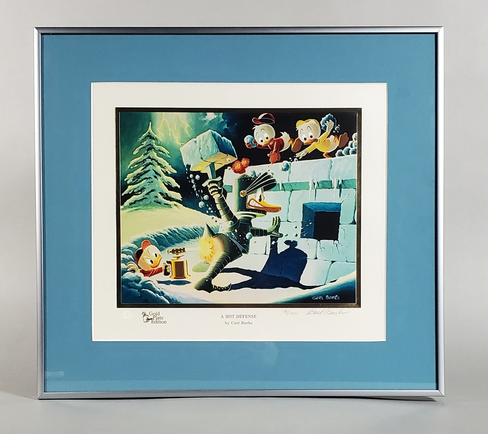 Donald Duck A Hot Defense Carl Barks Signed Gold Plate Edition